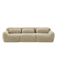3-SITZER SOFA plüschstoff in hellkhaki, rahmenlos & montagefrei - Hellgelb, Textil (291/73/104cm) - Urban Meuble