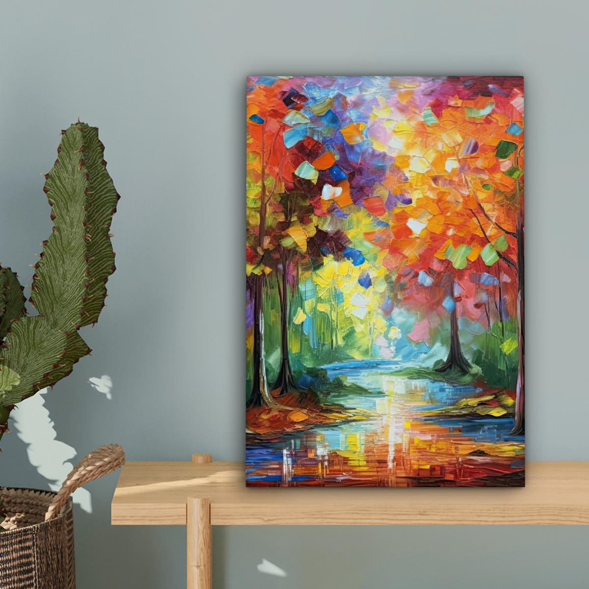 LEINWANDBILD Landschaft - Wald - Farben - Natur Deko Wohnzimmer 20x30 cm - Multicolor, Textil (20/30cm) - MuchoWow