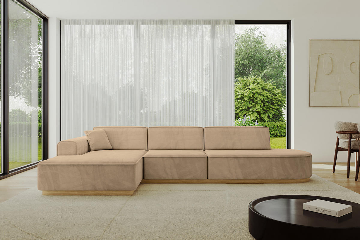 ECKSOFA Ottomane Links IREA-L2-v2 - 328x171x83 cm Beige - Beige, Holzwerkstoff/Textil (328/171cm) - ALTDECOR