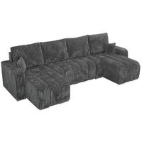 WOHNLANDSCHAFT KIRASSO U Dunkelgrau Cord - Dunkelgrau/Grau, Textil/Metall (320/86/147cm) - MKS
