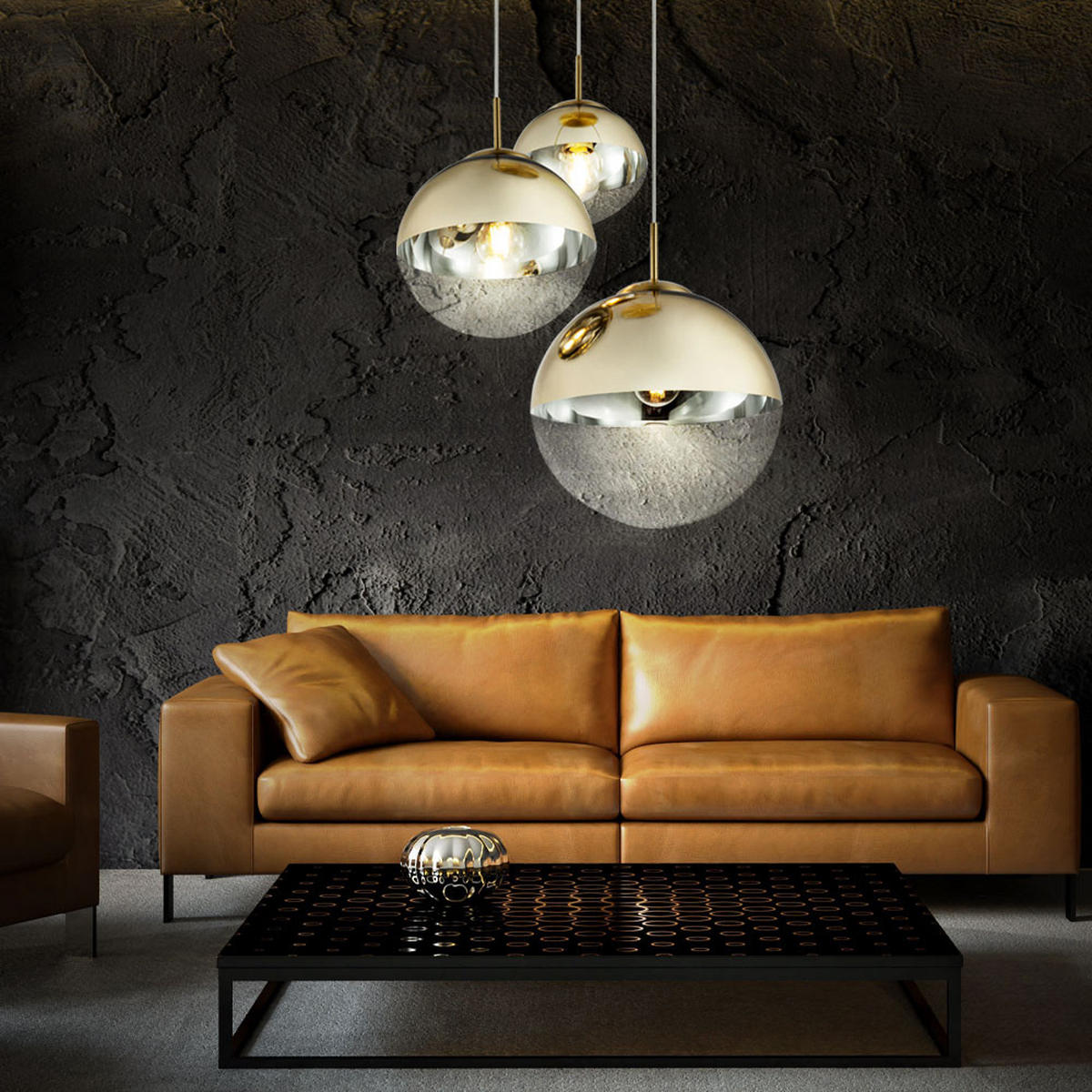 LED HÄNGELAMPE Metall Gold - Goldfarben, Glas (51/51/120cm) - Globo Lighting