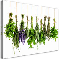 LEINWANDBILD Hängende Kräuter Gewürze Pflanzen 120x80cm - Grün, Textil (120/80cm) - Feeby