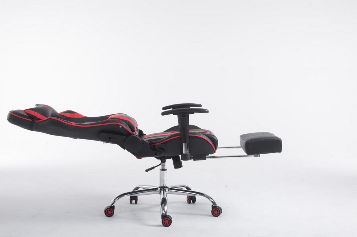 GAMINGSTUHL Limitless-2, Kunstleder mit Fußablage Schwarz/Rot - Rot, Textil/Metall (70/135/58cm) - TPFLiving