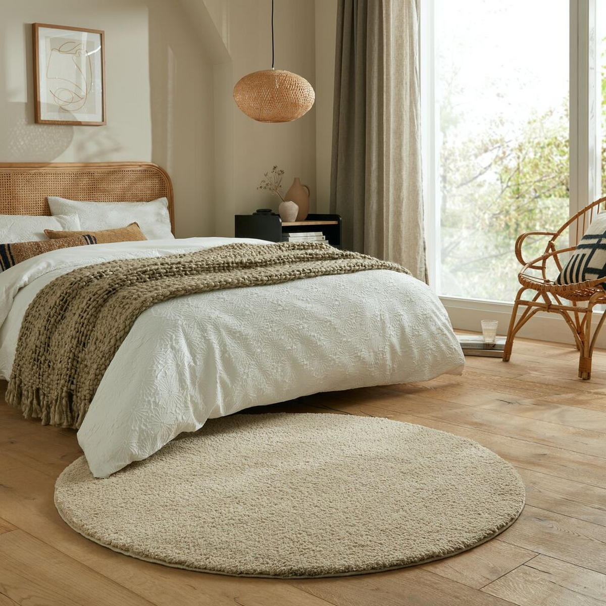 TEPPICH Hochflor Uni-Design, waschbar GIPPING, Naturfarben 133x133 cm - Naturfarben, Textil (133/133cm) - KADIMA DESIGN