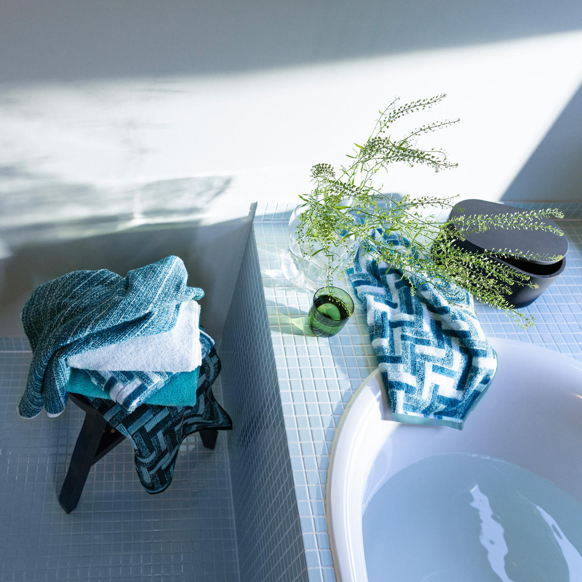 HANDTUCH TIDE - Türkis/Grün, Textil (50/100cm) - MÖVE