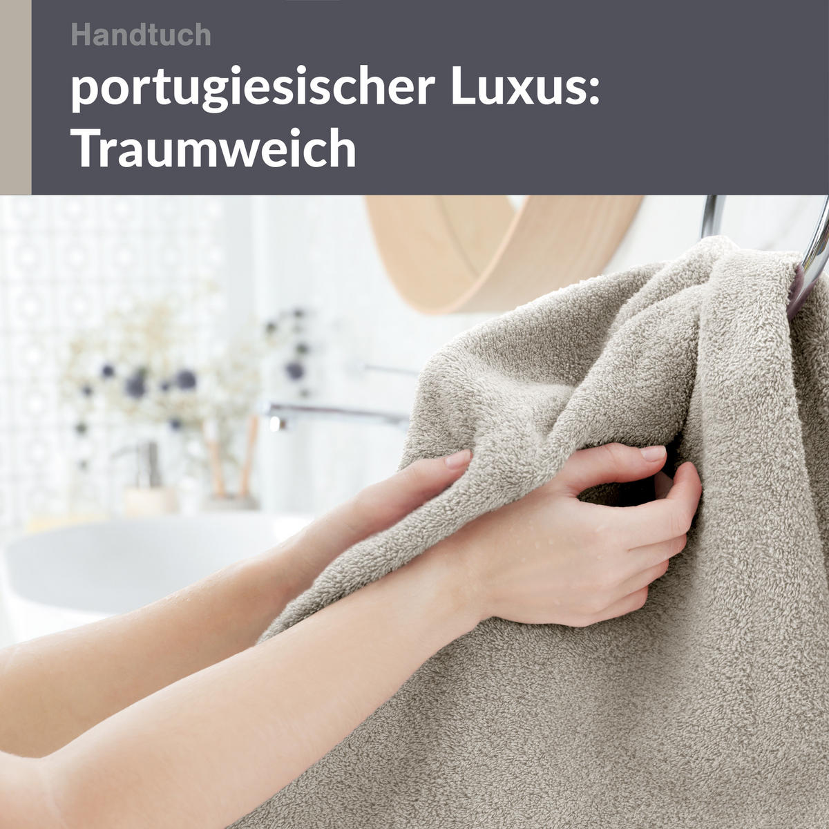 HANDTUCH 50x100 cm London Kiesel Grau 4er Set - Sandfarben, Textil (50/100cm) - Lashuma