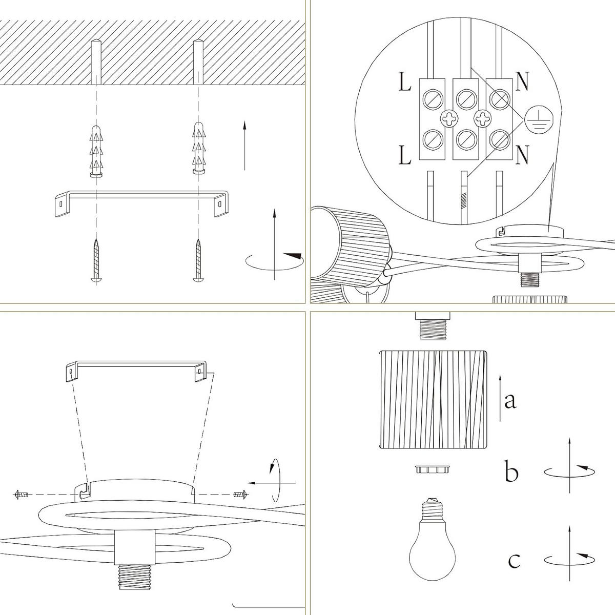 DECKENSTRAHLER Funkelau 47/16.5/72.5 cm - Schwarz, Metall (72.5/47/16.5cm) - ZMH