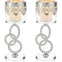KERZENSTÄNDER 2-teiliges Set Kristall Glas Silber 17,5 cm - Silberfarben, Metall (6.5/17.5/6.5cm)