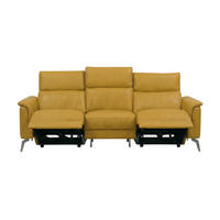 3-SITZER Sofa Borea Echtleder mit 2 x Relaxfunktion Senfgelb - Gelb, Leder/Metall (220/102/98cm)
