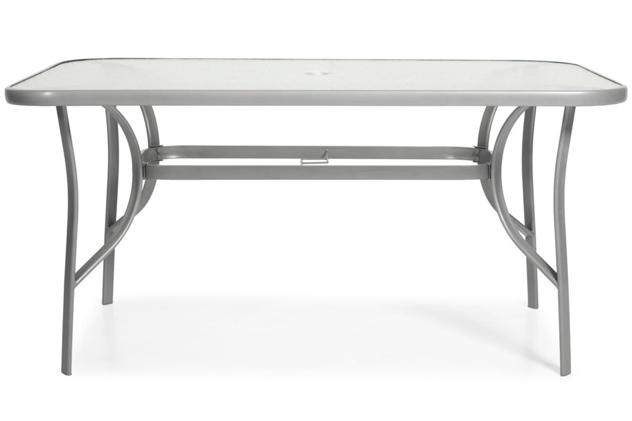 GARTENTISCH Porto, mit Silber Beine - Silberfarben, Glas/Holzwerkstoff (90/150/72cm) - Bettso