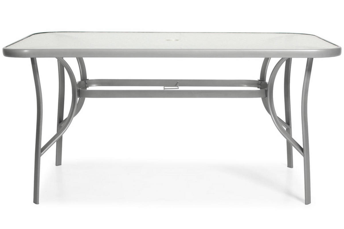 GARTENTISCH Porto, mit Silber Beine - Silberfarben, Glas/Holzwerkstoff (90/150/72cm) - Bettso