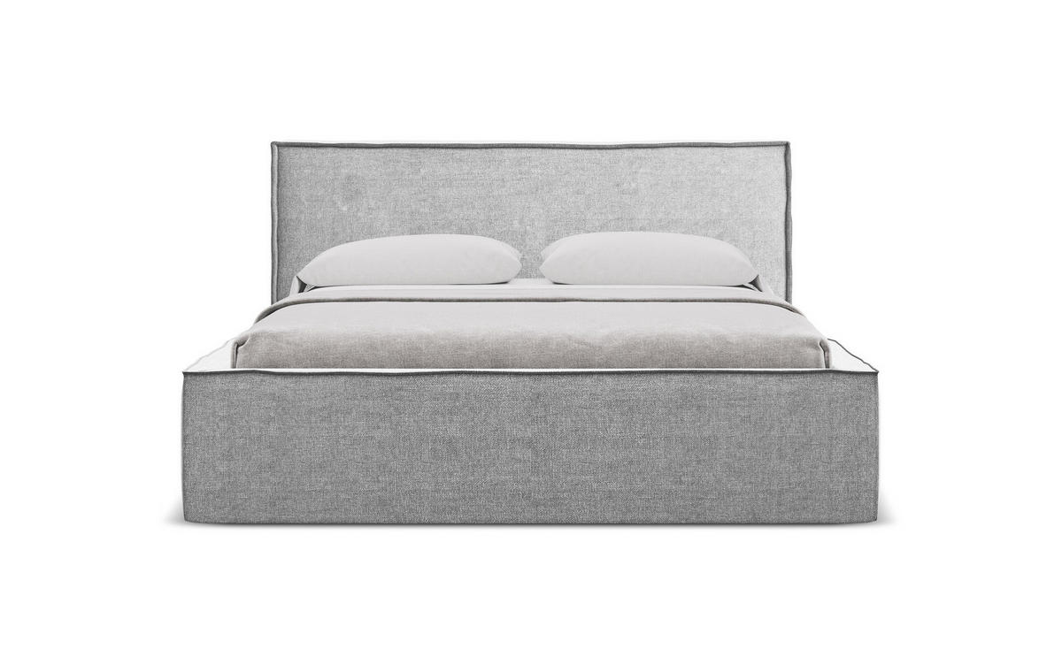 POLSTERBETT mit Bettkasten und Lattenrost 200x228 Grau - Hellgrau/Schwarz, Kunststoff/Textil (180/200cm) - Makamii