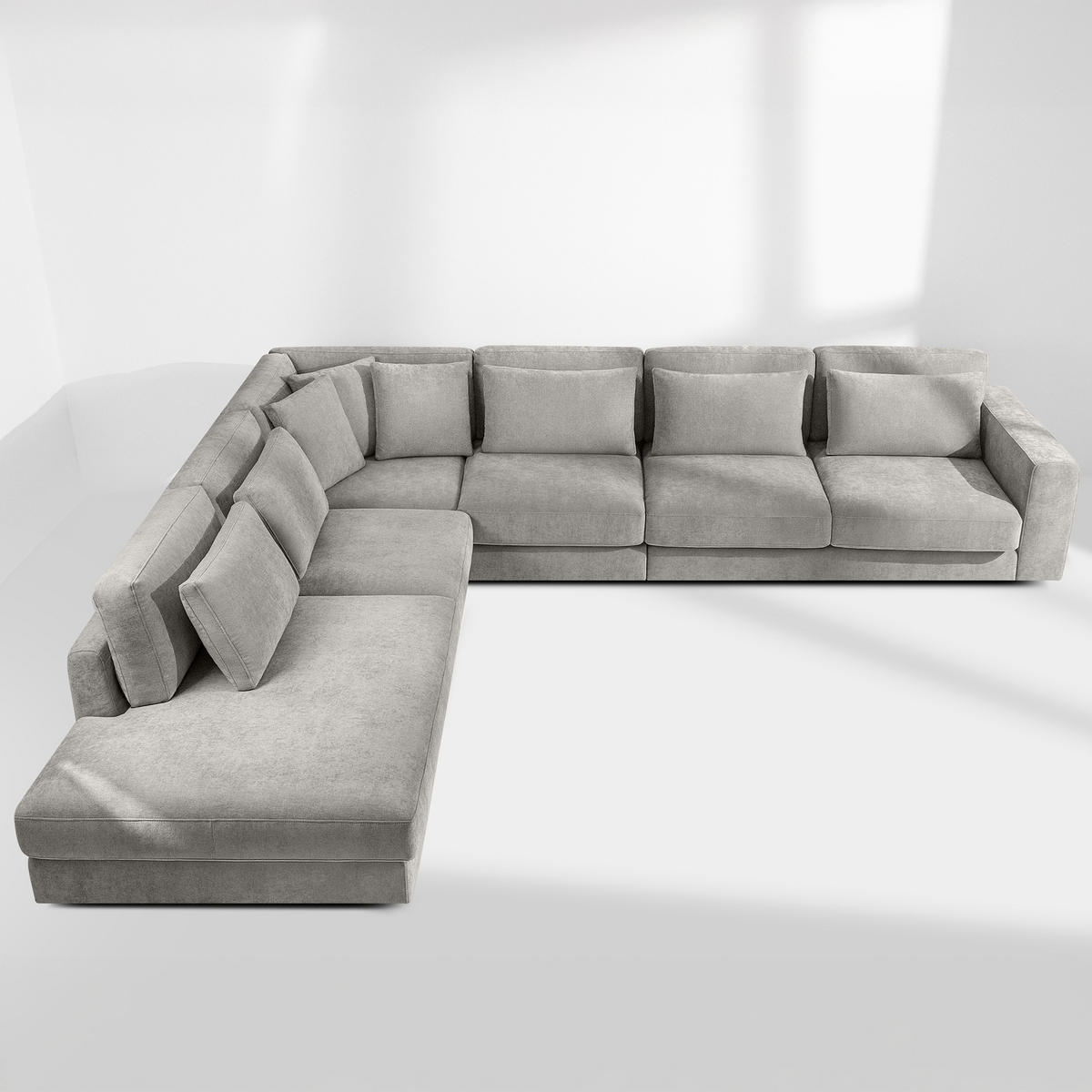 ECKSOFA XL links VERUS - Hellgrau, Holz/Holzwerkstoff (377/328cm) - KONSIMO®