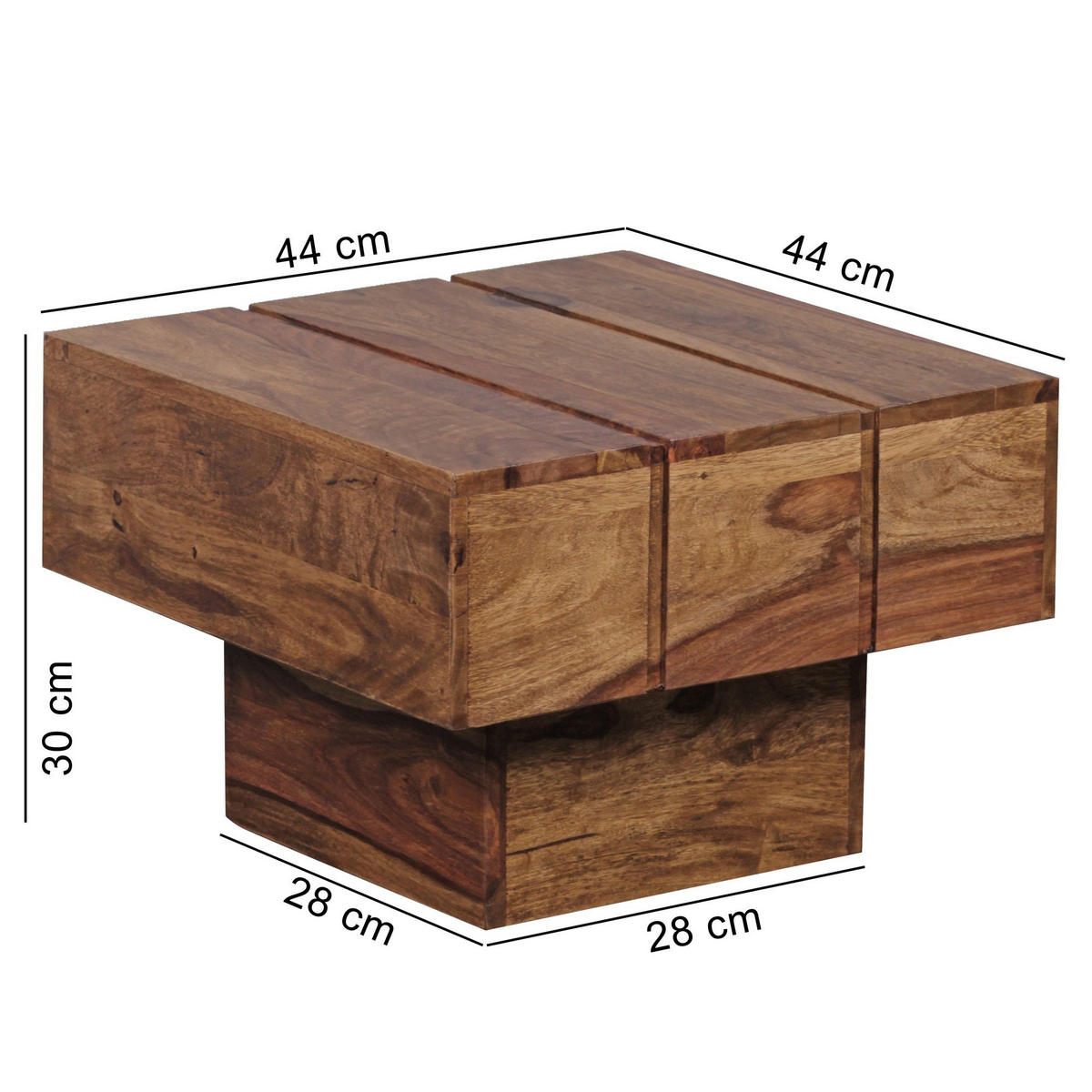 BEISTELLTISCH STEFANO Sheesham - Sheeshamfarben, Holz (44/44/30cm) - tinkaro