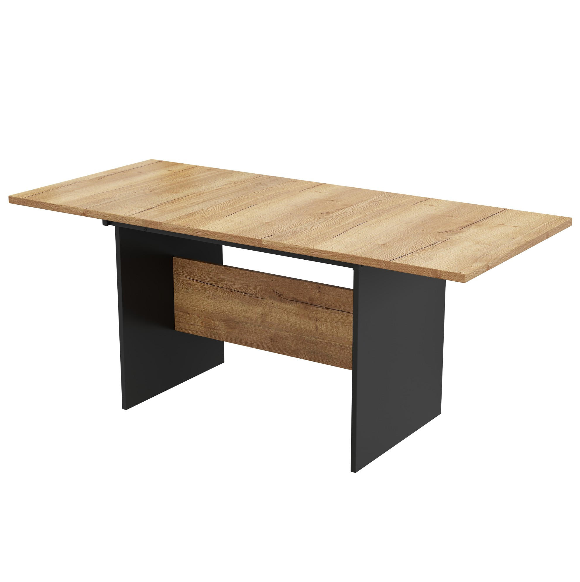 ESSTISCH 180/75/80 cm schwarz in minimalistischer Holzmaserung für 4-6 Personen - Schwarz, Holzwerkstoff (180/75/80cm) - OKWISH