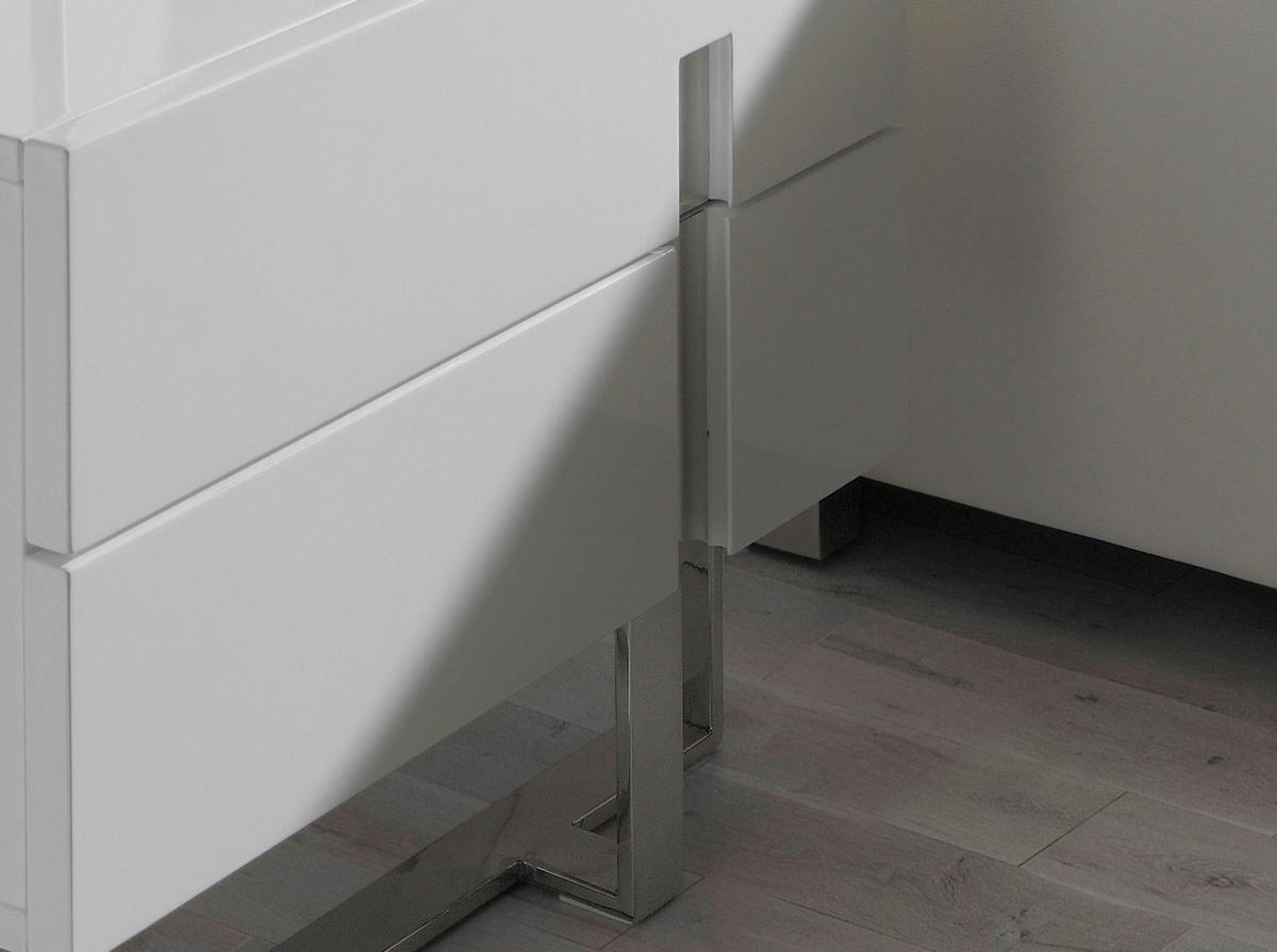 NACHTSCHRANK Nachttisch aus weißem Holz und verchromtem Stahl 60/42/45 cm - Edelstahlfarben/Weiß, Holz/Metall (60/45/42cm) - ANGEL CERDA