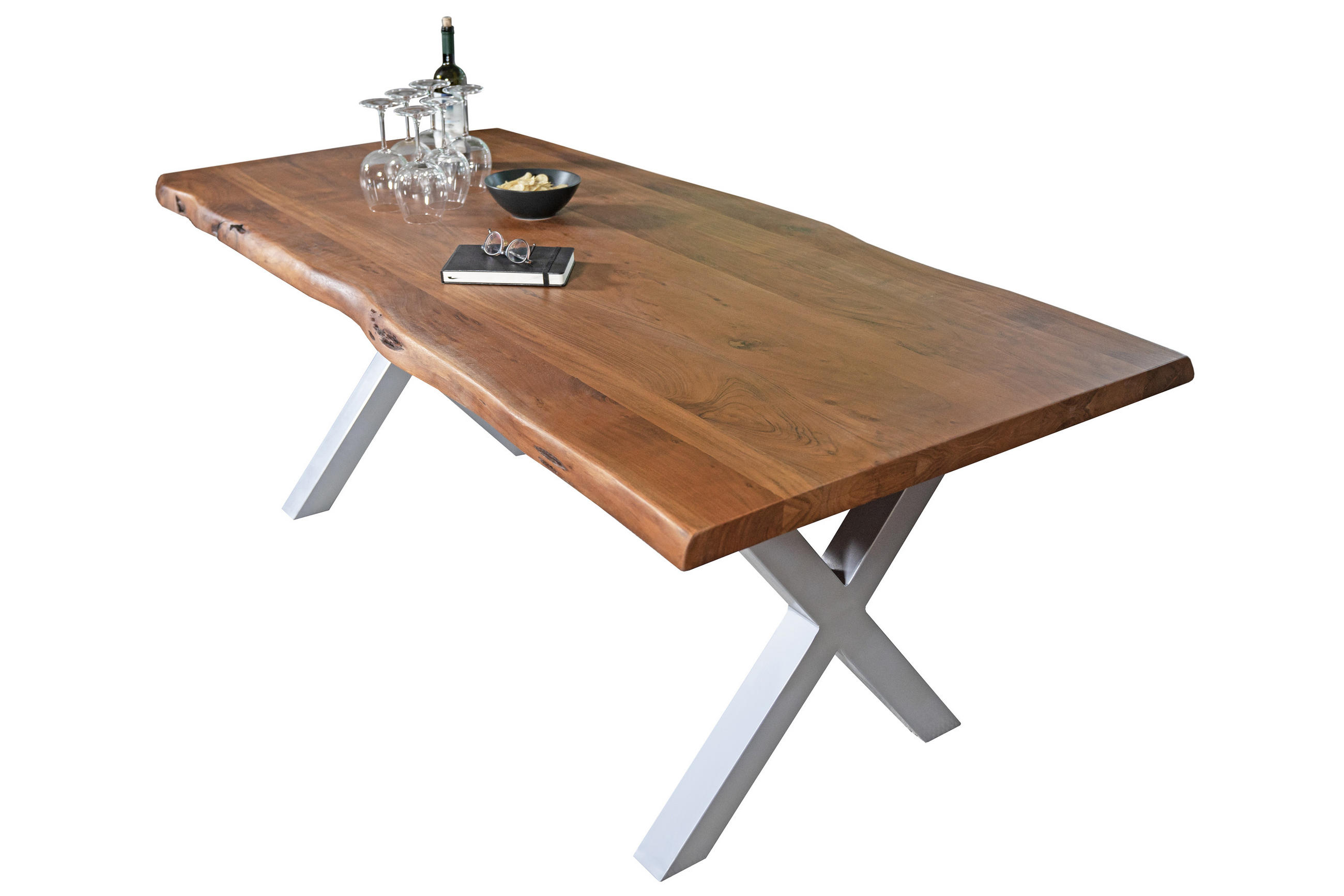 ESSTISCH CALI - Silberfarben/Braun, Holz/Metall (100/200/77cm) - SAM