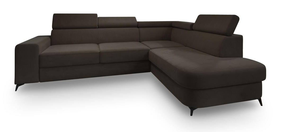 ROHOVÁ SEDAČKA ALVORO hnědá - černá/hnědá, kov/dřevo (253/190cm) - MASSENO