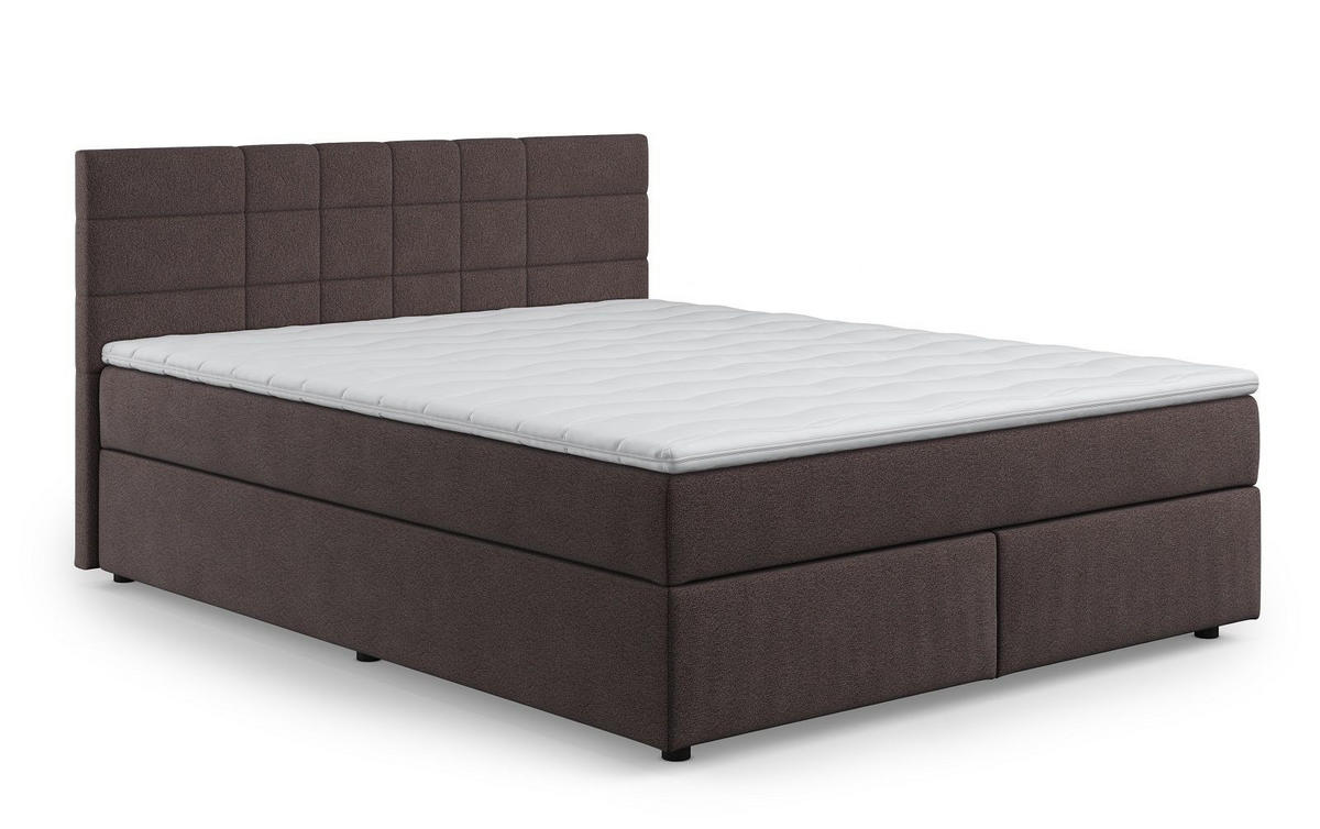 BOXBETT 140/160/180x200 – inkl. Topper, 7‑Zonen Taschenfederkern-Matratze, New York-Stoff - Anthrazit/Schwarz, Holz/Kunststoff (140/200cm) - Cotta
