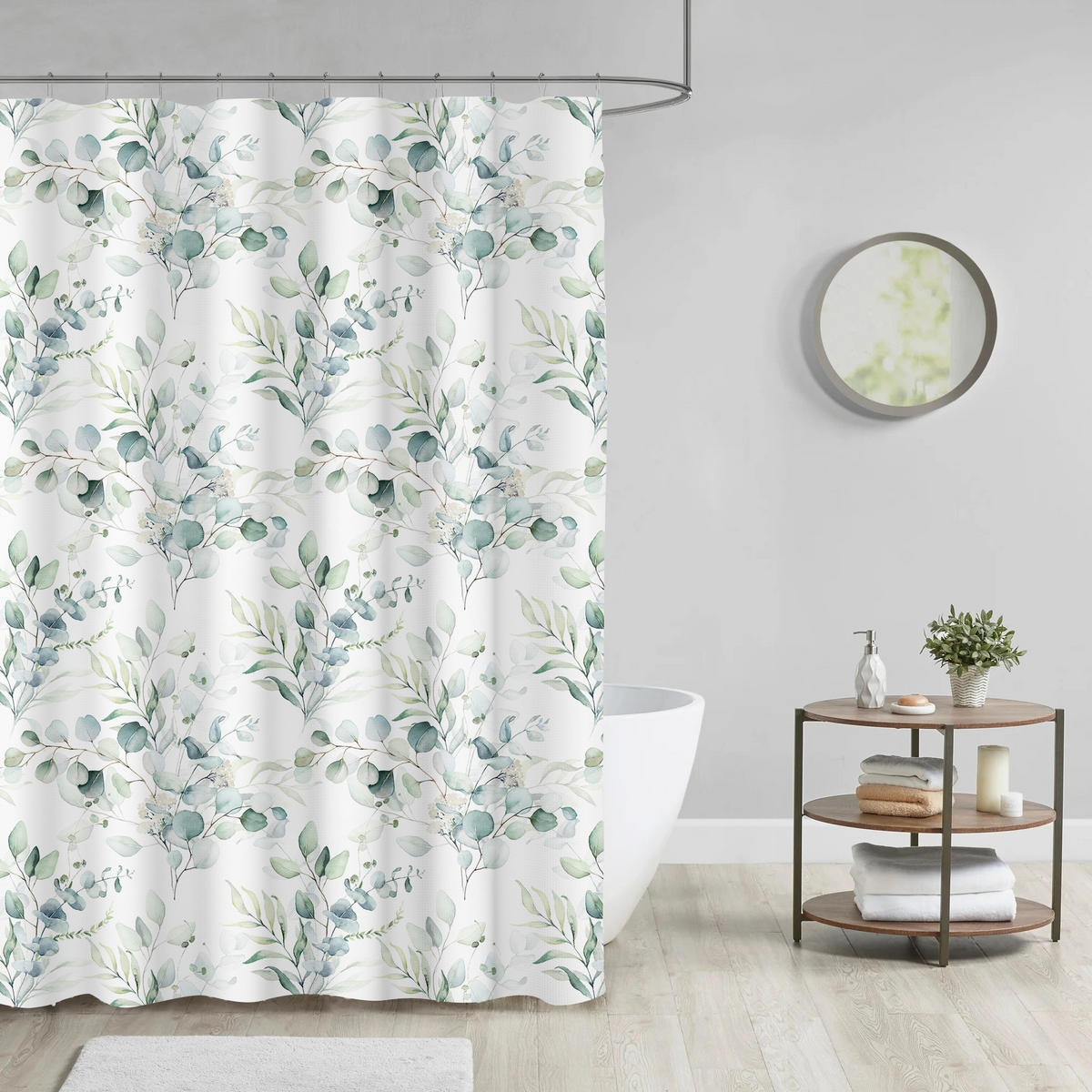 DUSCHVORHANG Eukalyptus 180 x 200 cm - Weiß, Textil (180/200cm) - Sanilo