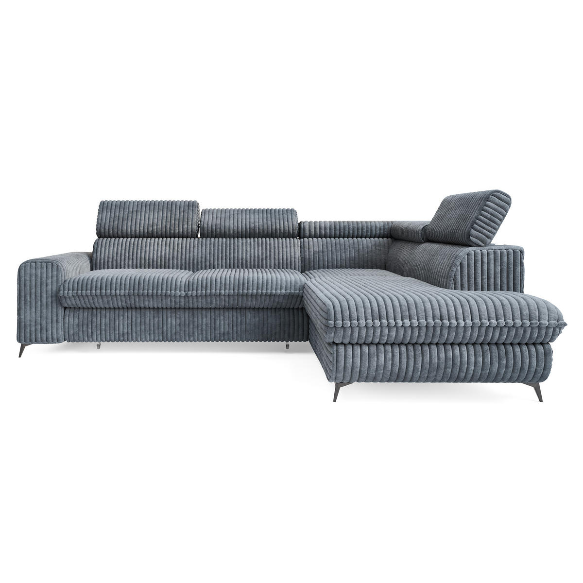 ROHOVÁ SEDAČKA VELISS šedá - šedá/černá, kov/dřevo (255/193cm) - MASSENO