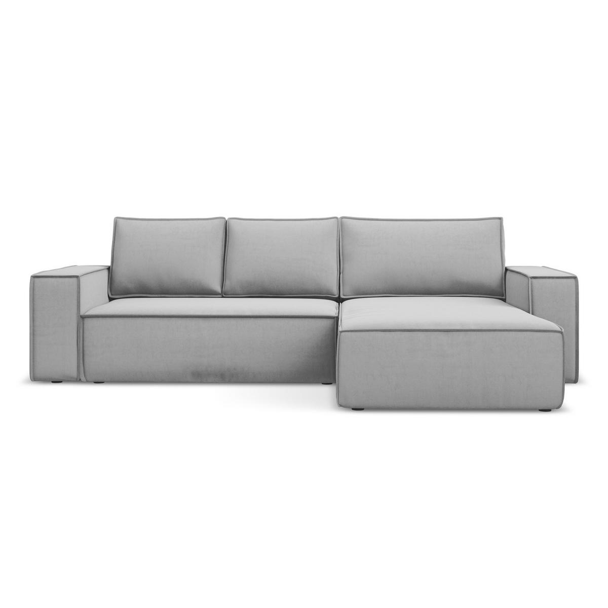 ECKSOFA mit Schlaffunktion Samt Stoff Grau - Schwarz/Grau, Kunststoff/Textil (290/185cm) - LaMiaSofa