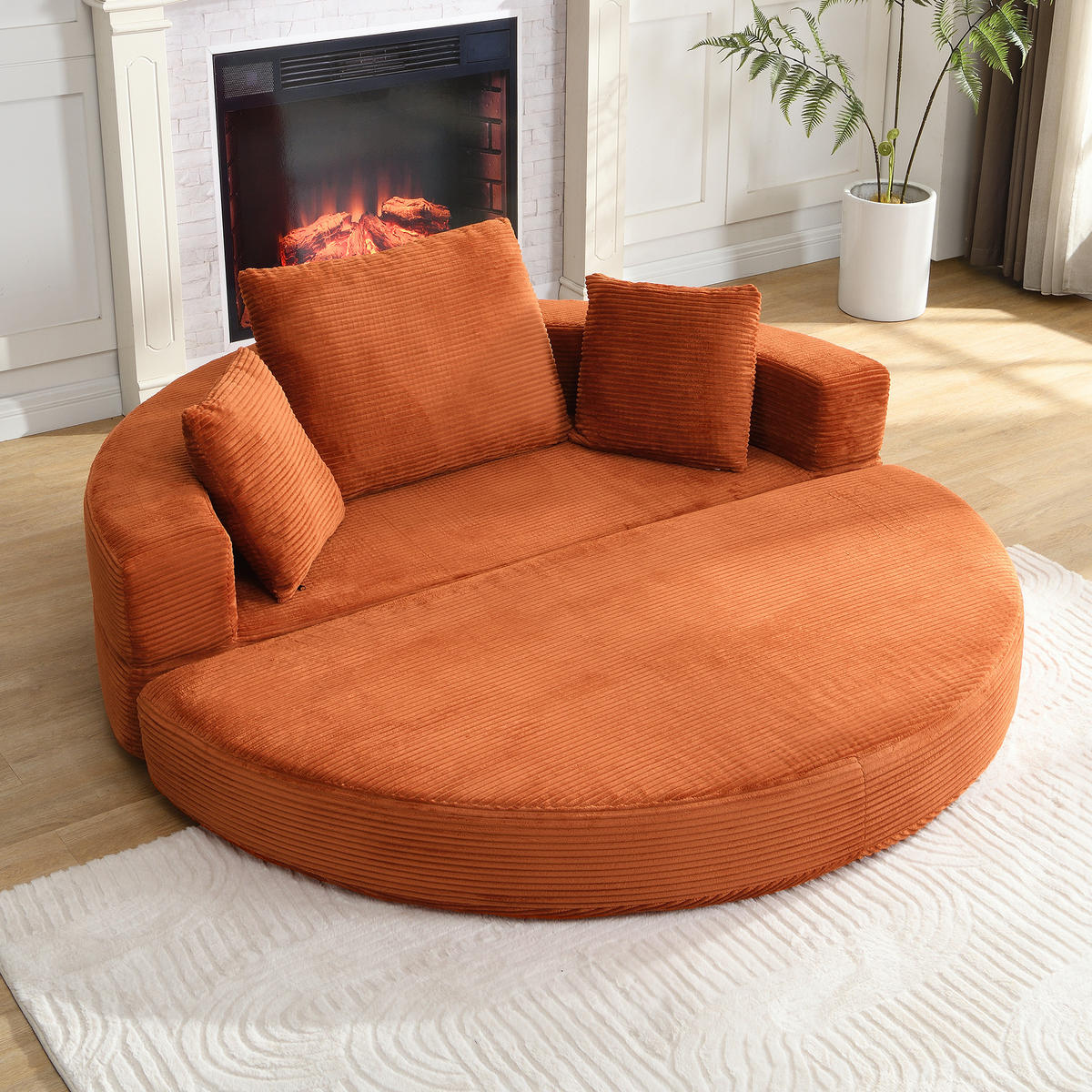 SCHLAFSOFA 173x176 cm klappbar mit Cordbezug und Kissen - Orange, Kunststoff (173/40/176cm)