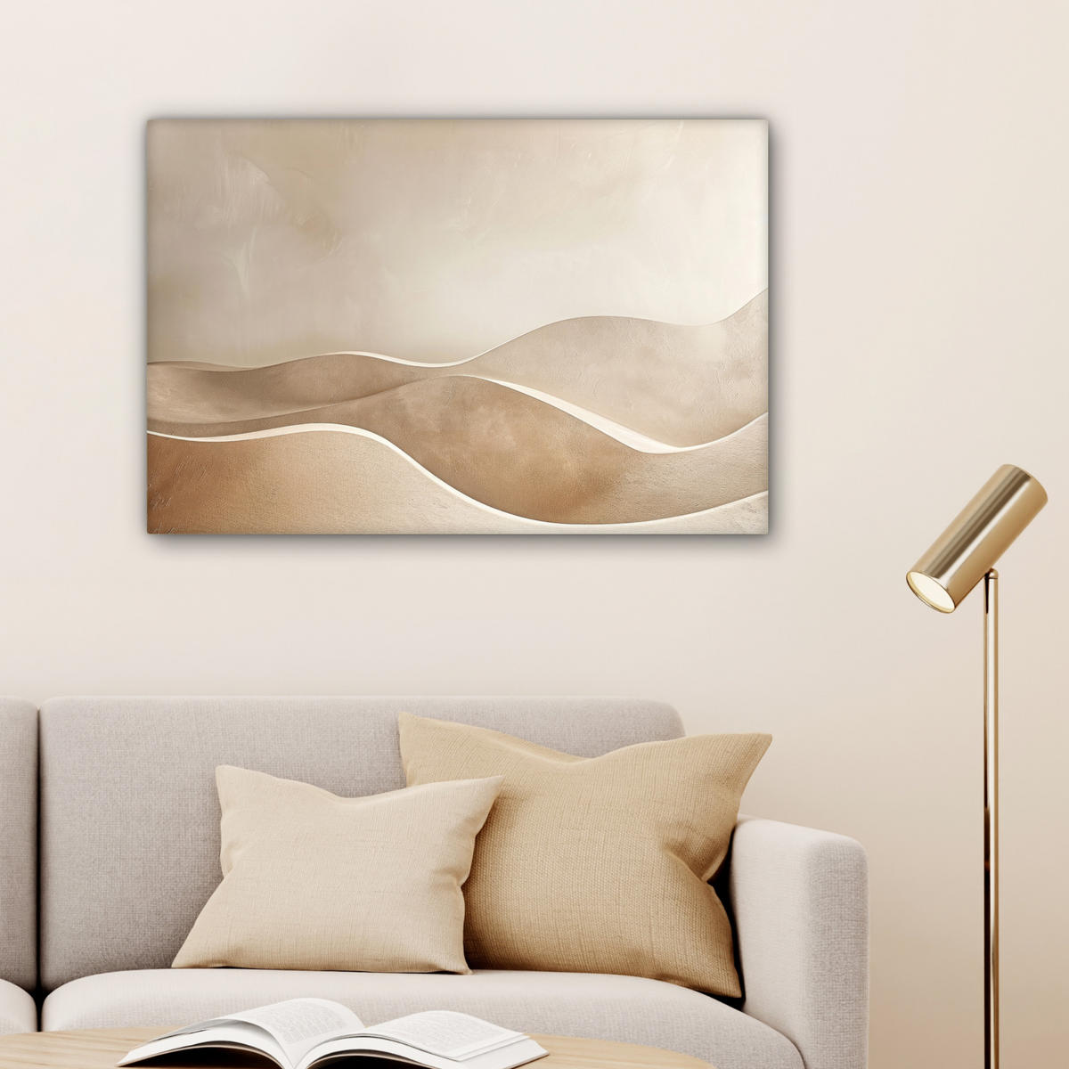 LEINWANDBILD Beige - Natur - Abstrakt - Modern Wanddeko 90x60 cm - Beige, Textil (90/60cm) - MuchoWow