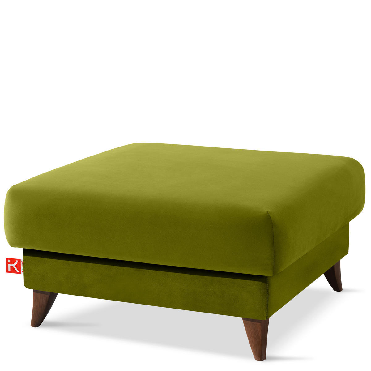 HOCKER GUSTAVO Velours, Olivgrün - Olivgrün, Holz/Holzwerkstoff (92/49/92cm) - KONSIMO®