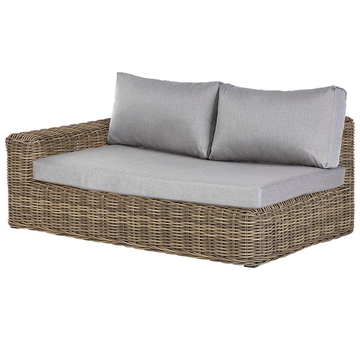 LOUNGE-SET 6-Sitzer PE Rattan Hellbraun Palermo - Braun/Grau, Kunststoff - Beliani