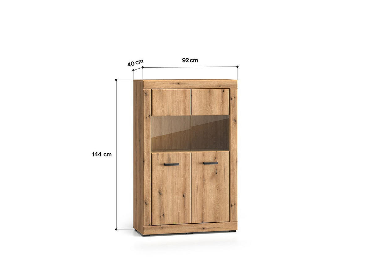 VITRINE – DORA 03 – 92 cm – Dora – Eichefarben - Eichefarben, Holzwerkstoff (92/144/40cm) - hi-markt