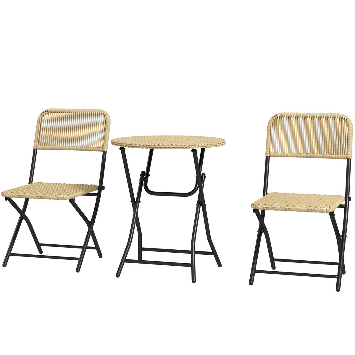 GARTENMÖBEL Set, Stahl, PE Rattan, Gelb - Gelb, Metall - Outsunny