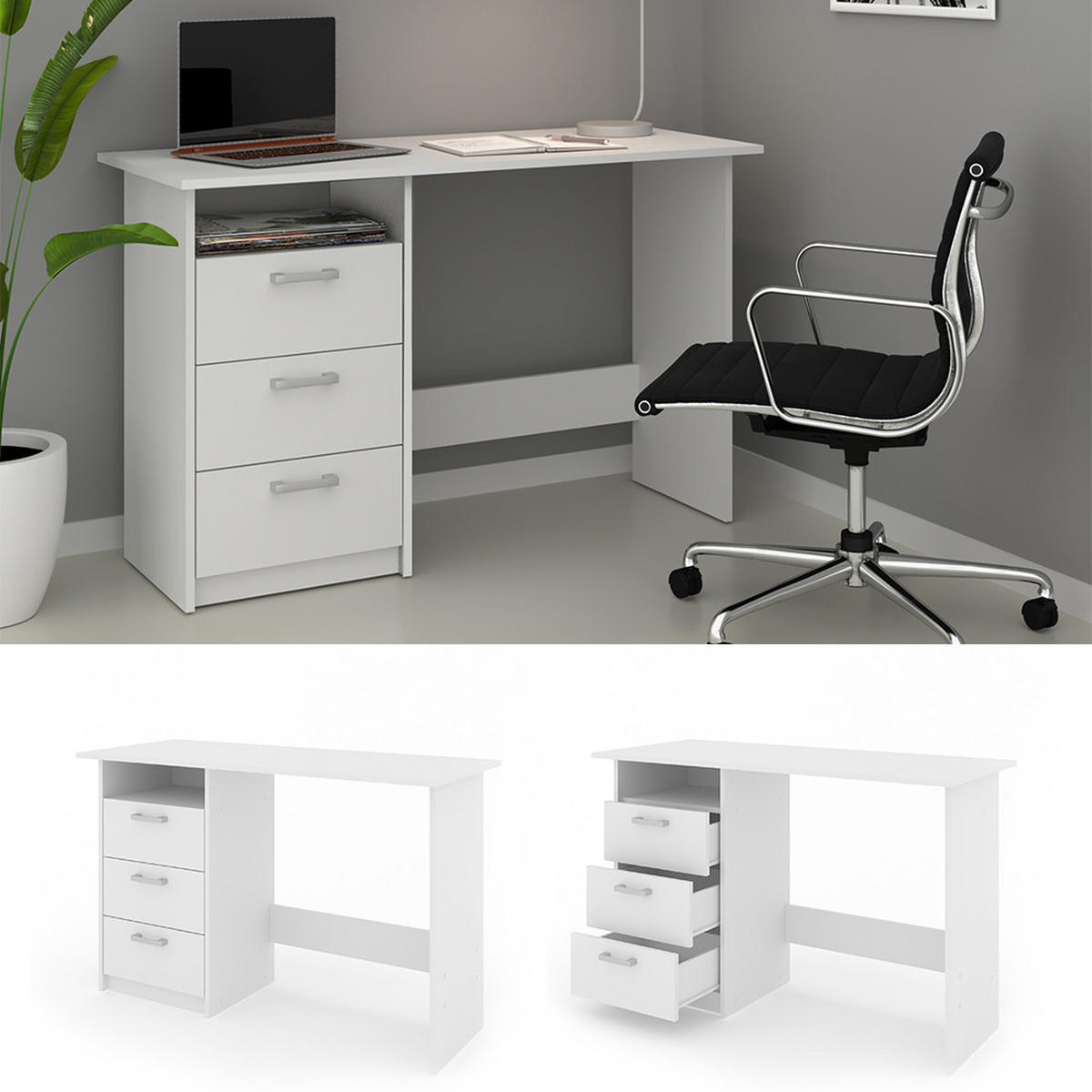 SCHREIBTISCH Meiko Weiß 120 x 50 cm - Weiß, Holzwerkstoff (50/120/76.6cm) - Vicco