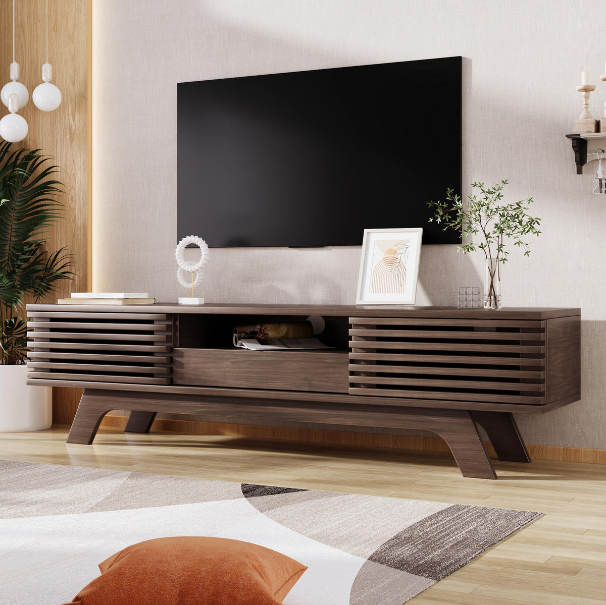 TV-LOWBOARD 150/35/44 cm mit 1 Schublade, 2 Türen und Kabeldurchlass - Hellbraun, Holzwerkstoff (150/44/35cm) - BEAOK