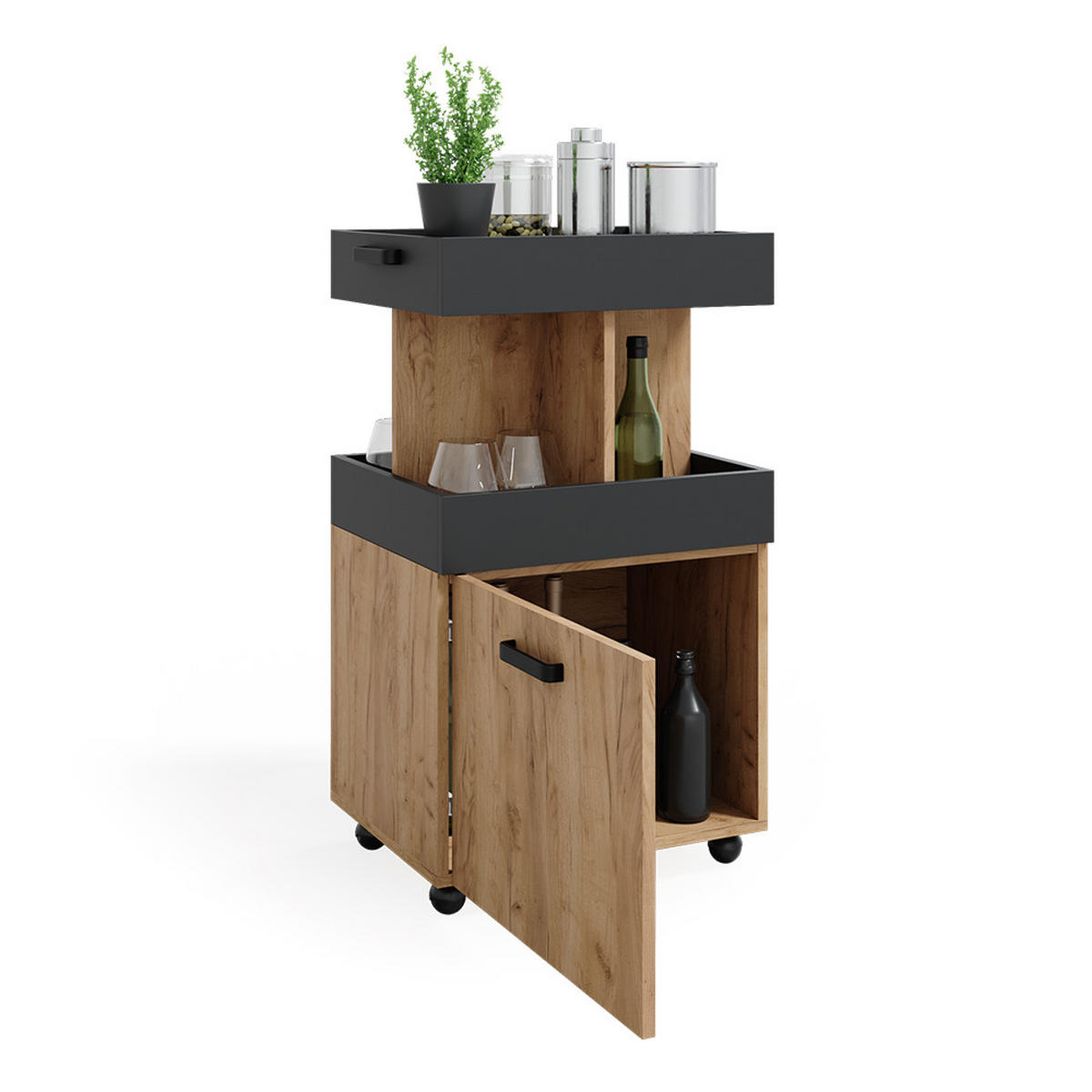 PŘESOUVÁNÍ SKŘÍŇ Zlatý mocný dub - medově dubová/antracitová, kompozitní dřevo (50/88.6/41cm) - Vicco