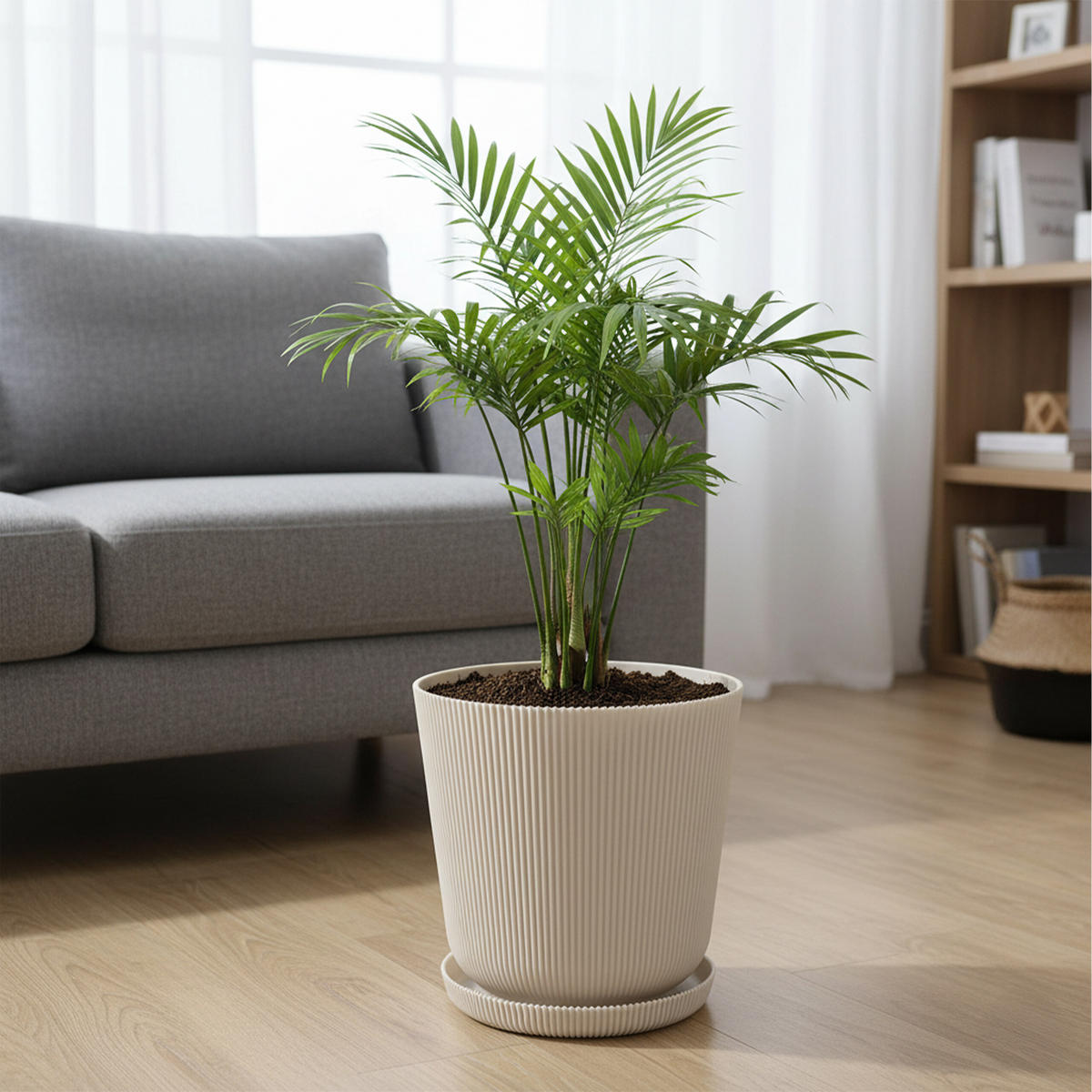 2XBLUMENTOPF - Beige, Kunststoff (20cm) - Relaxdays