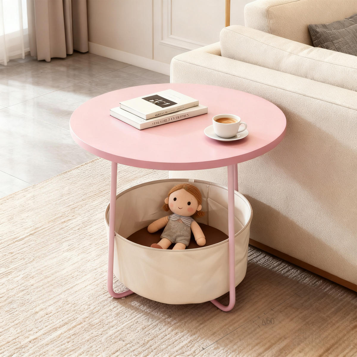 BEISTELLTISCH - Multicolor, Holzwerkstoff/Textil (45/45/50cm) - Relaxdays