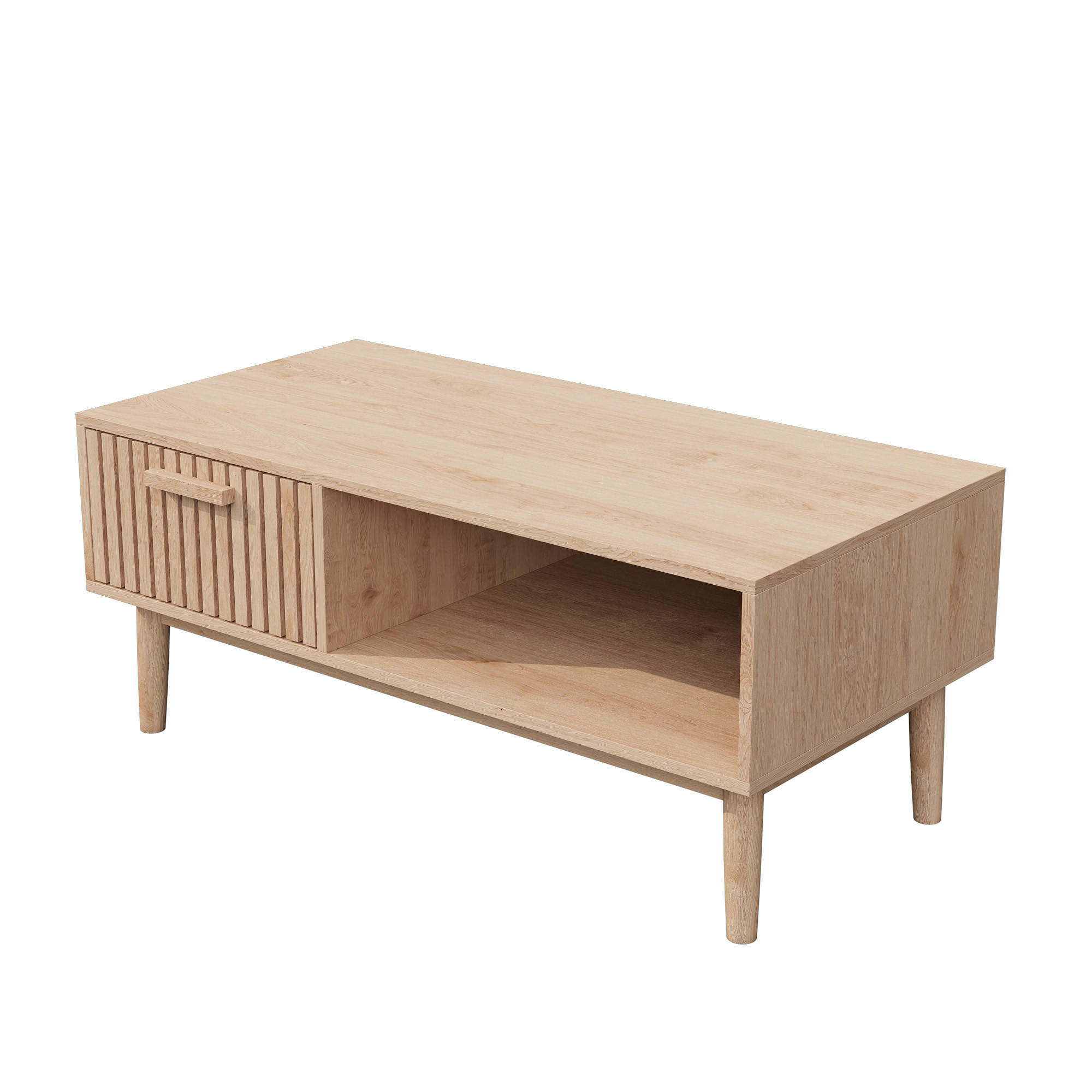 COUCHTISCH 100x50 cm mit Schublade & Ablage, Modern - Naturfarben, Metall (50/100/43cm) - EuroLiving