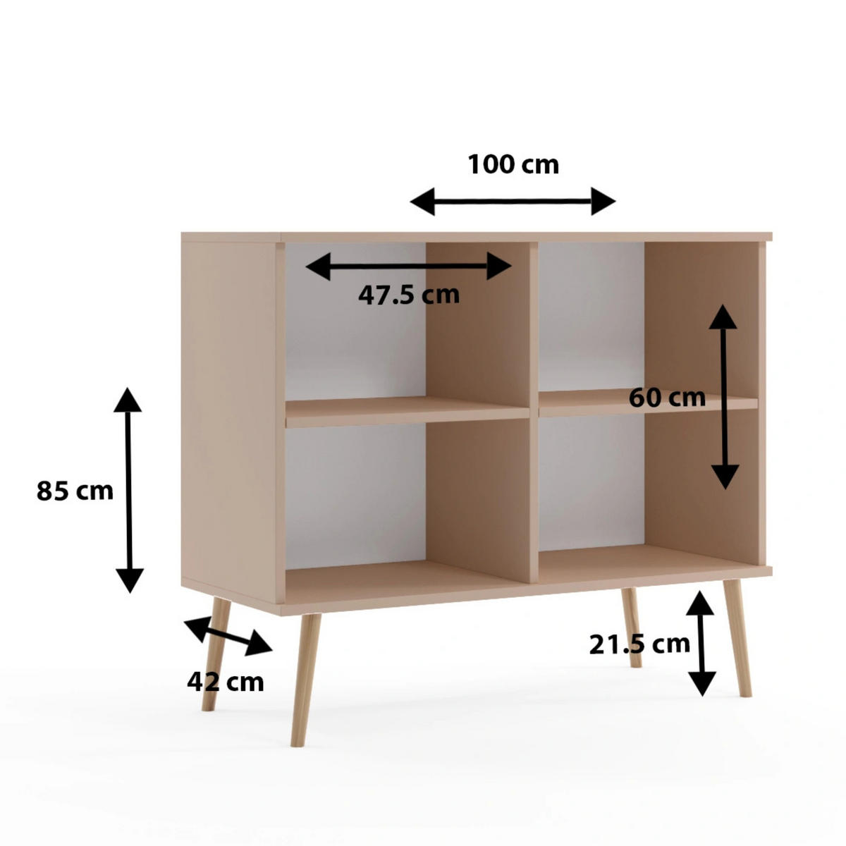 KOMMODE NATURA, 100 cm, Rosa, 2-türig - Rosa, Holz (100/85/42cm) - Excellent Home