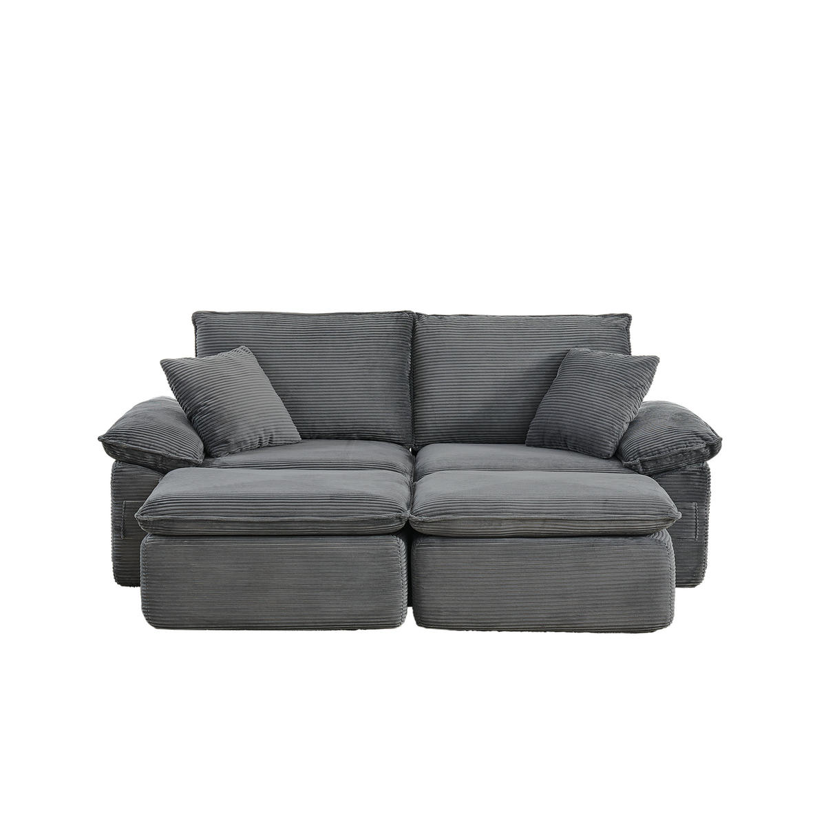 2-SITZER-SOFA DE-35047 boneless mit Fußstütze Hellgrau - Hellgrau, Textil (206/65/156cm) - ComfortXL