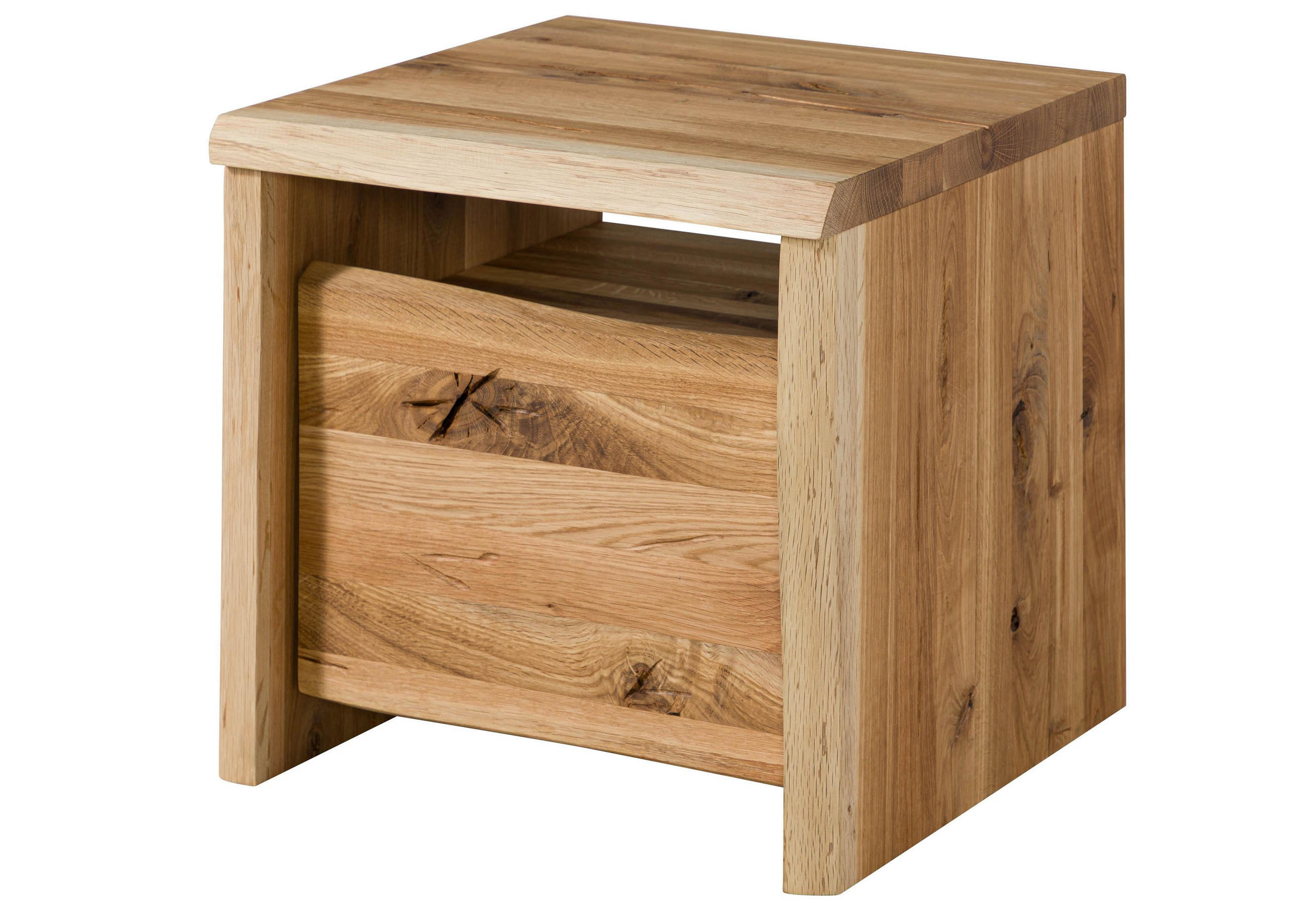 NACHTTISCH Wildeiche 45x45x45 natur geölt PURE OAK #117 - Braun, Holz (45/45/45cm) - Massivmoebel24