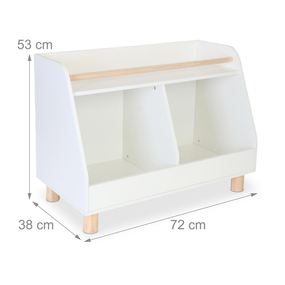 KINDERREGAL - Weiß, Holz/Holzwerkstoff (72/52/38cm) - Relaxdays