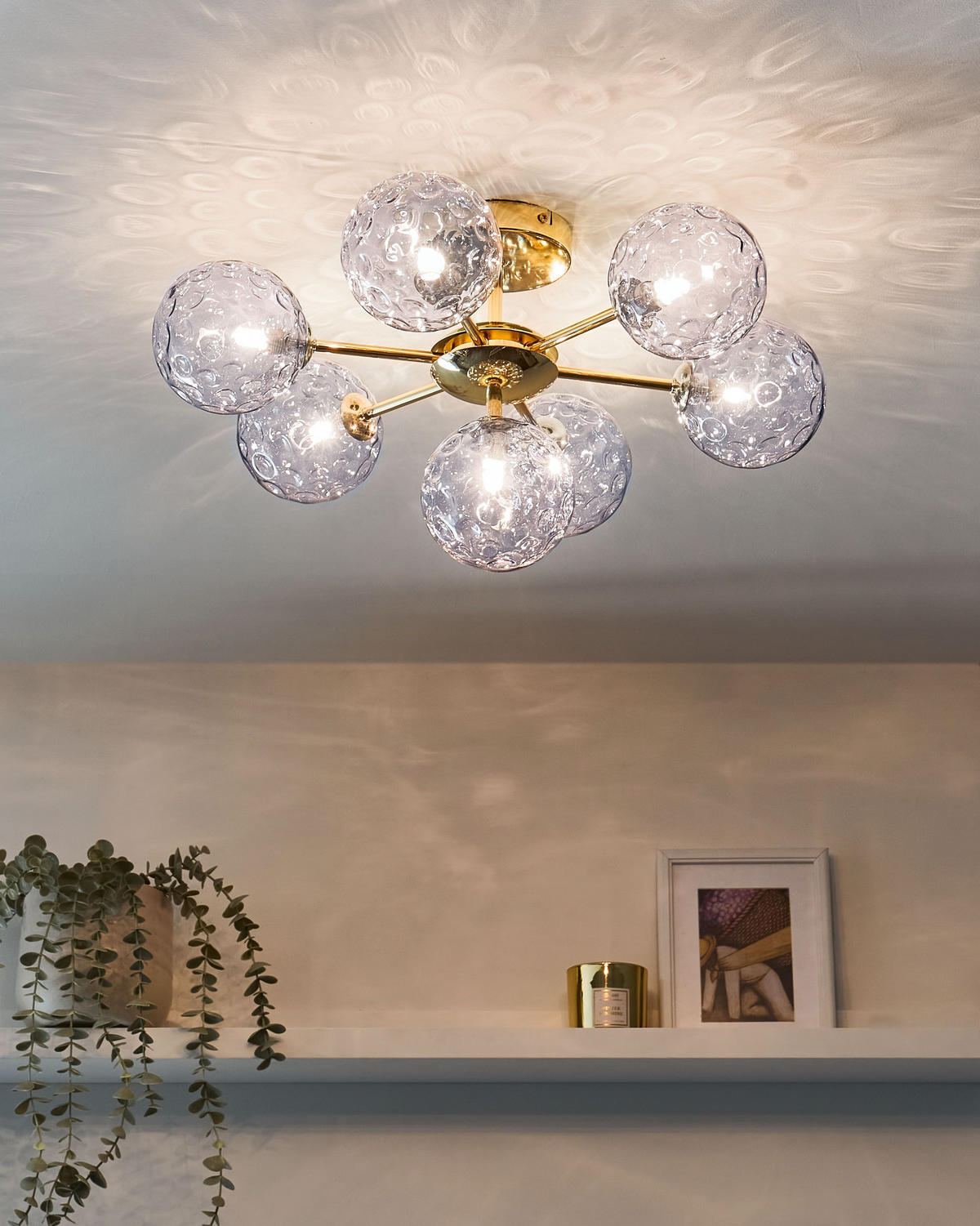 DECKENLAMPE Blau/Gold Anadyr - Blau/Goldfarben, Glas (52/52/28cm) - Beliani