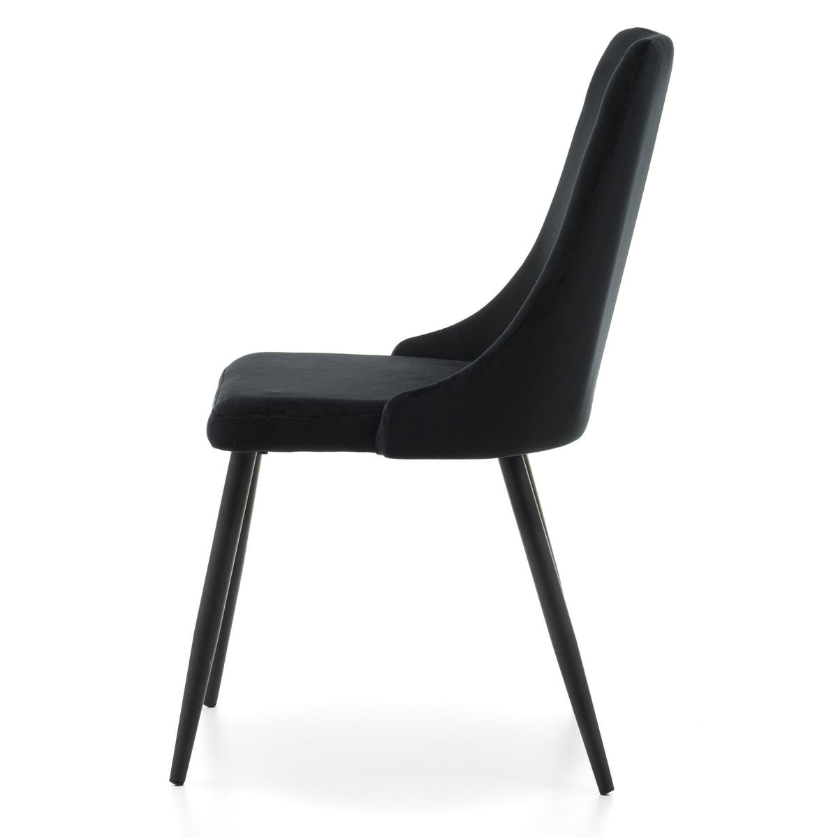 STUHL UNO gepolstert - schwarz - Samt Velours - Schwarz, Textil/Metall (48/95/57cm) - NEW HOME