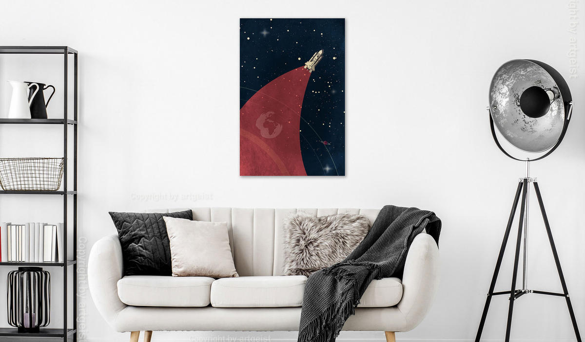 KUNSTDRUCK Blau 60/90 cm - Blau/Rot, Textil (60/90cm) - KUNSTLOFT