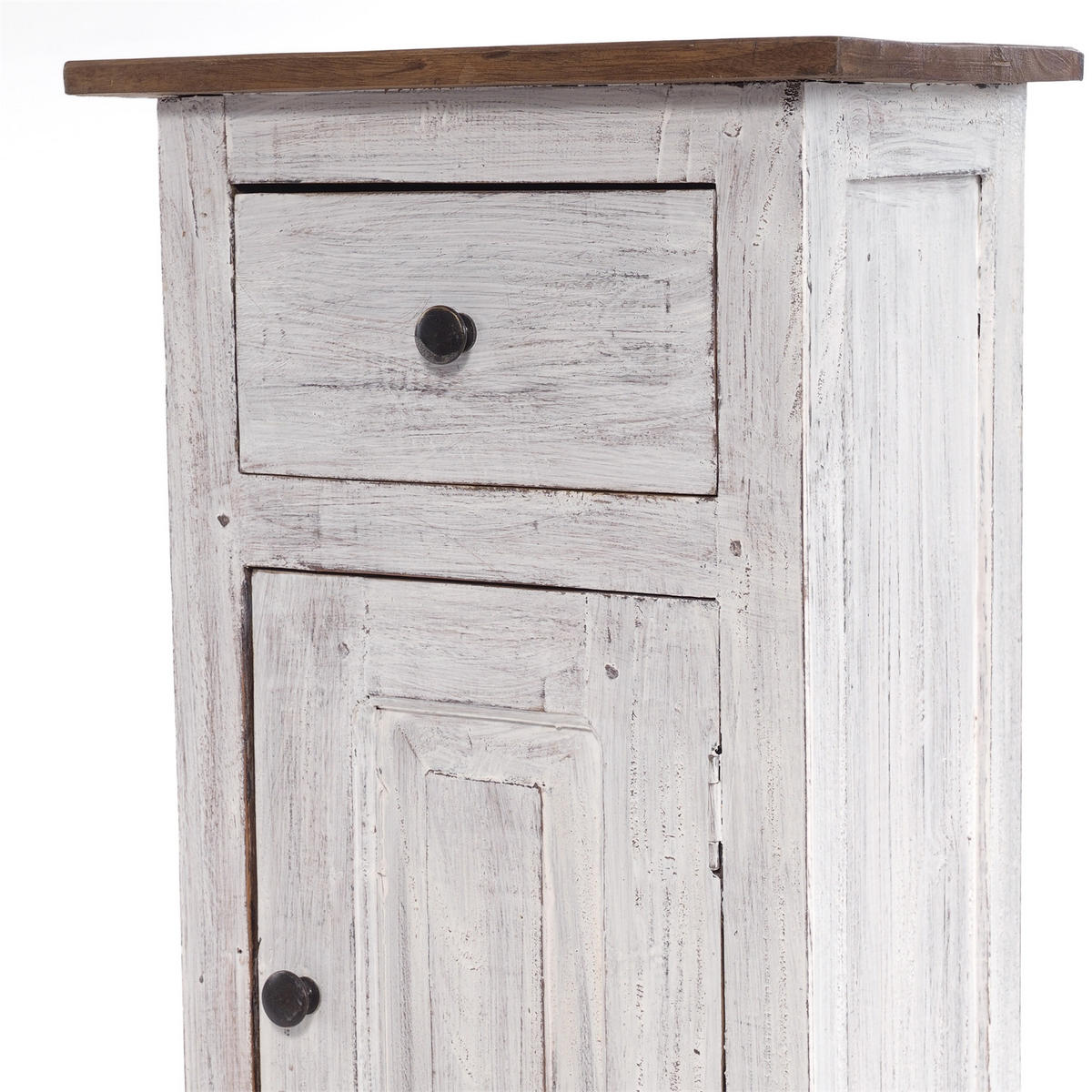 FLURSCHRANK PLANT 80 Mahagoni Recyclingholz, Used Look 05 weiß-natur - Multicolor, Holz (35/80/25cm) - DESIGN DELIGHTS