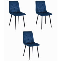 ESSZIMMERSTUHL 3-er Set TYRA marineblauer Sitz, schwarze Beine - Schwarz/Dunkelblau, Textil (44.5/87/54.5cm) - Valora