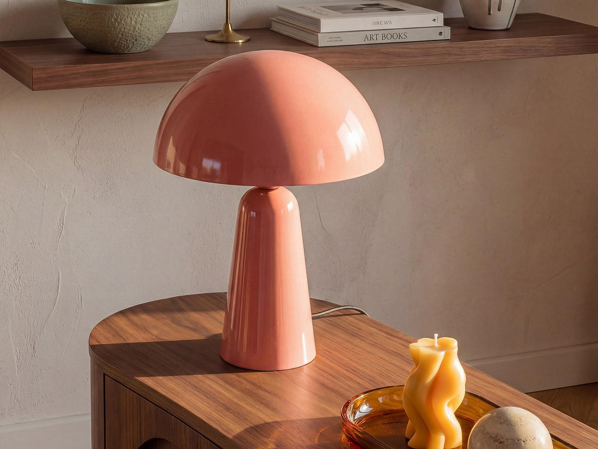 TISCHLAMPE - 39 cm x 39 cm - Metall - Rosa LARKIN - Pink, Metall (39/39/52cm) - Vente-Unique