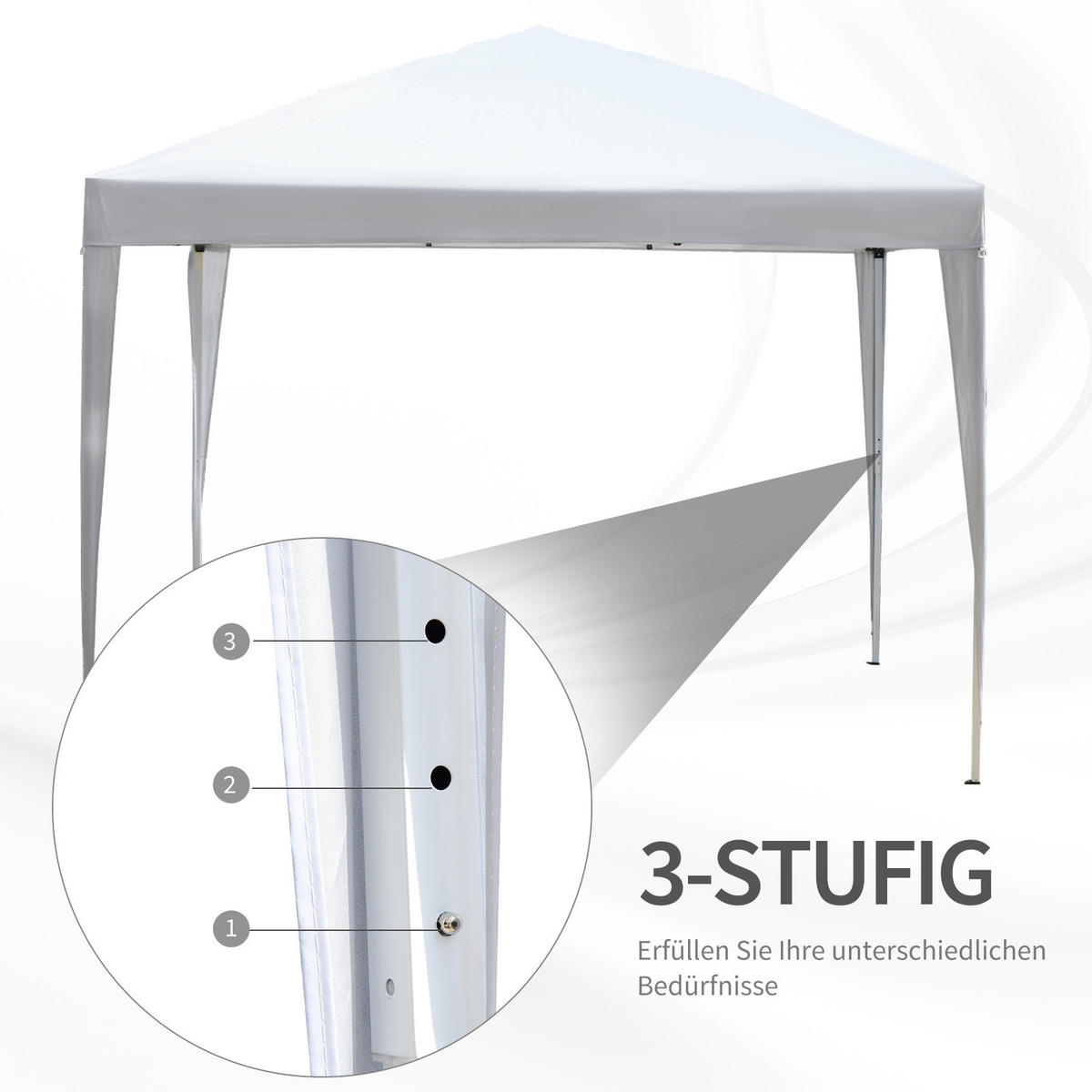 FALTPAVILLON, Grün, Stahl, Oxfordstoff - Weiß, Metall (295/255/295cm) - Outsunny