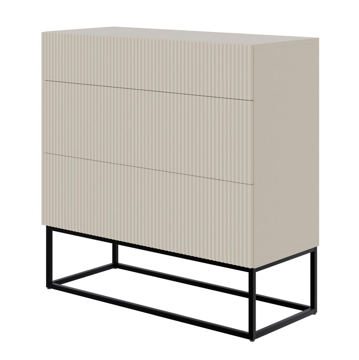 KOMMODE Veldio Graubeige mit schwarzen Beinen 90 cm - Taupe/Schwarz, Holzwerkstoff/Metall (90/90/38cm) - Selsey
